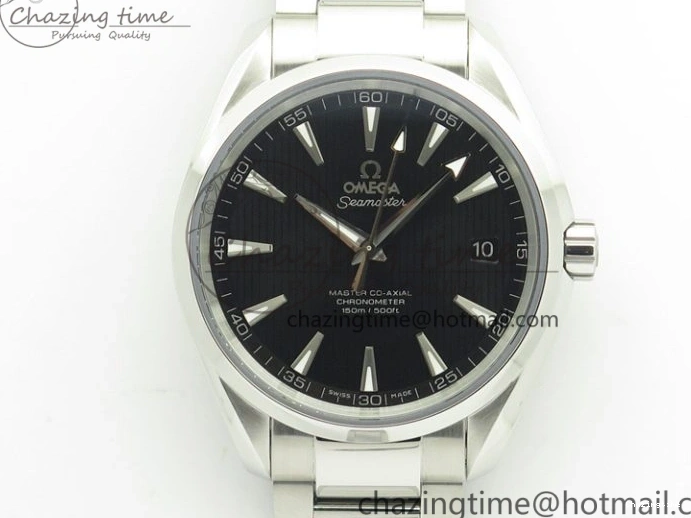 0312 Aqua Terra 150M SS VSF 1:1 Best Edition Black Textured Dial Silver Markers On SS Bracelet A8500 Super Clone Chic 8062